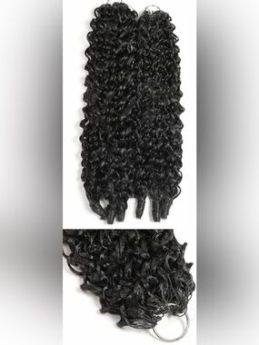 🆕 Feather Crochet Burmese Curly Hair 16” Bundles | Natural Black Synthetic 100g
